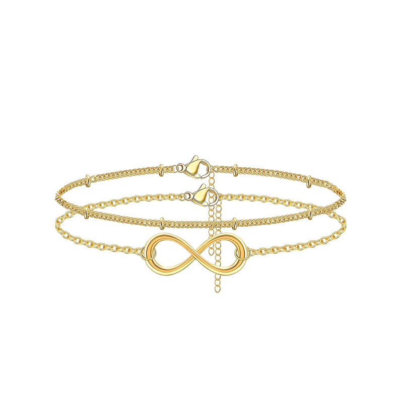 Dainty Gold Bracelets For Women, 14K Gold Filled Adjustable Layered Bracelet Cute Oval Chain Bar Gold Bracelets For Women Jewelry