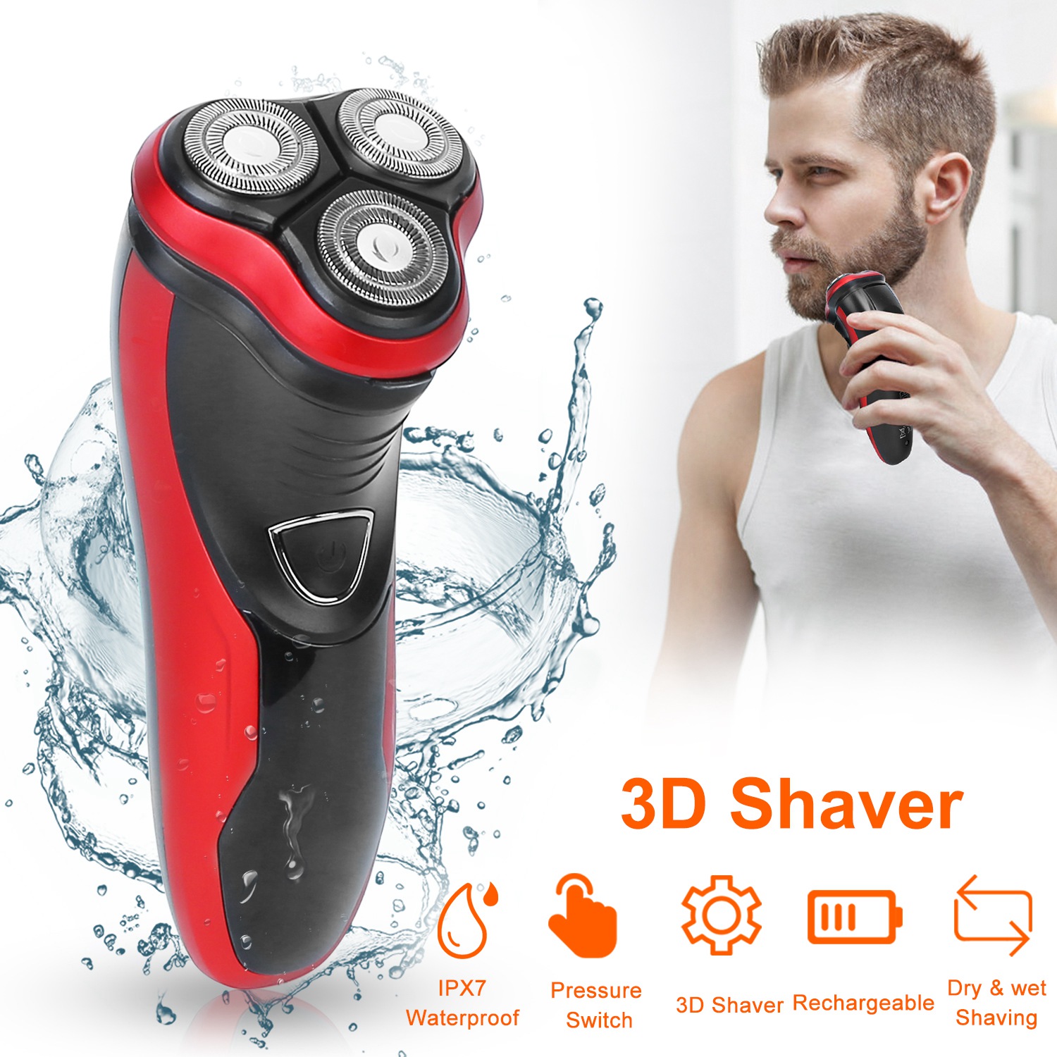 Electric Shaver Razor For Men Father Day Gift IPX7 Waterproof Beard Trimmer 3D Rechargeable Painless Rotary Shaver With Trimmer 2 In 1 Elect