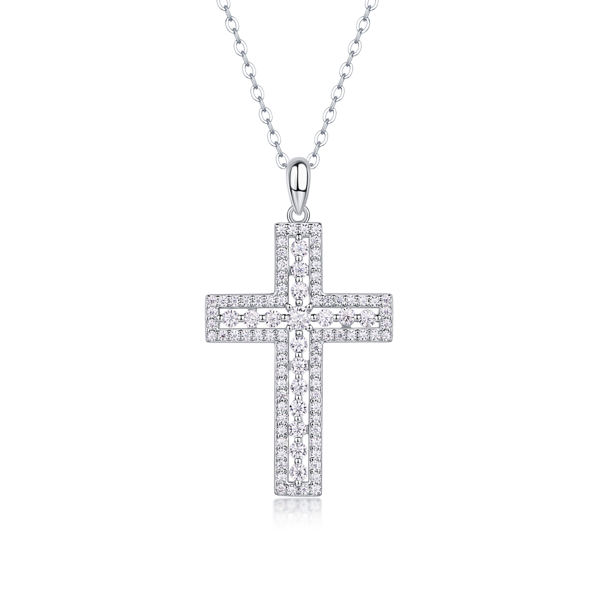 1Shelter Luxury Fashion Diamond Pendant Necklace Set With Mosan Diamond Silver Ornaments Prohibit Tk Sales